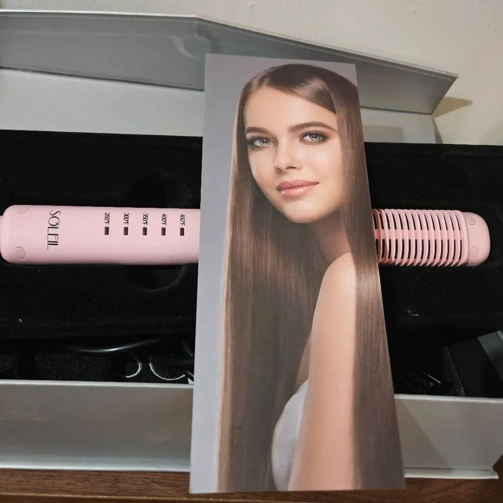 SOLEIL Styling Comb Heat Brush Straightener 450ºF -rose Gold -Model L40HBS-B46